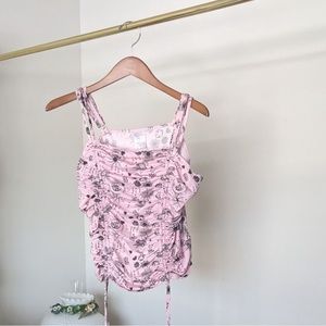 Pink scrunched side crop top